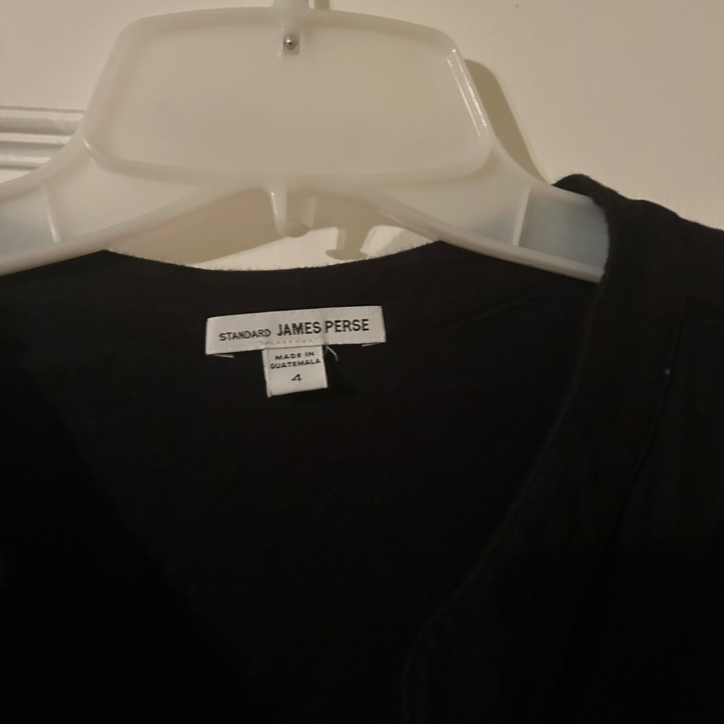 James Perse Black Dress Long Sleeves Roll-Up Button Tie Size 4 Large